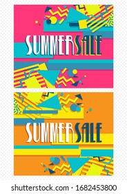 Set of Summer sale : Abstract Vector illustration. 
The modern ,paper cut ,abstract style graphic geomeric elements backdrop.
Template with applicable for covers ,flyers ,posters ,banners ,brochures