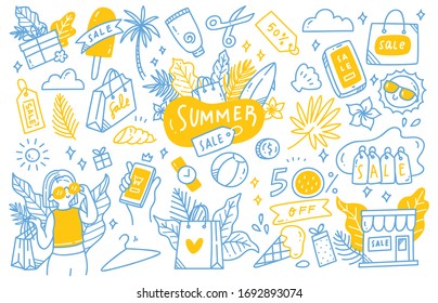 Set of Summer Sale Doodle Collection