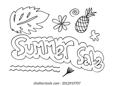 Set of Summer Sale Doodle Collection.vector illustration.