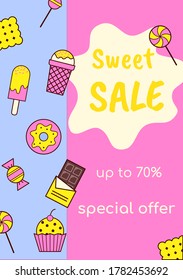 Set Summer sale Ice Cream Banner up to 20% off. Seasonal sale. shop now, fresh bright banner for your website. Isolated vector illustration.