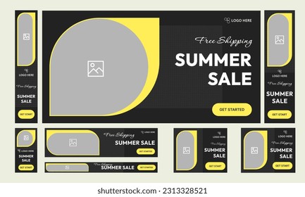 Set of summer sale offer web banner template design for social media posts, multipurpose web banner design, fully editable vector eps 10 file format