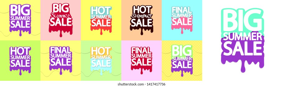 Set Summer Sale posters design template, vector illustration