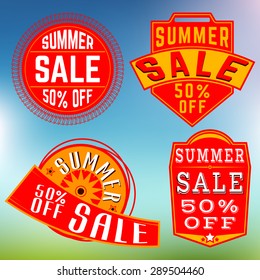 Set of Summer Sale Stamps, Insignias, Elements. Vector design.