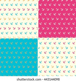 Set of summer seamless patterns with anchors