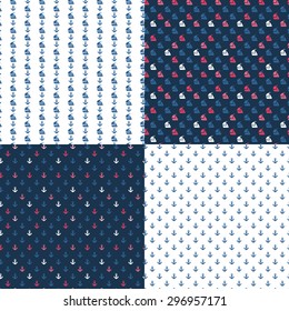 Set of summer seamless patterns. Marine patterns. Pattern for textiles, glassware, etc. 