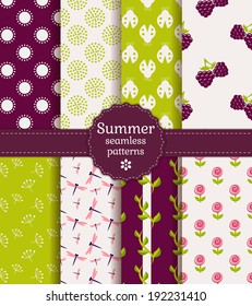 Set of summer seamless patterns. Vector illustration.