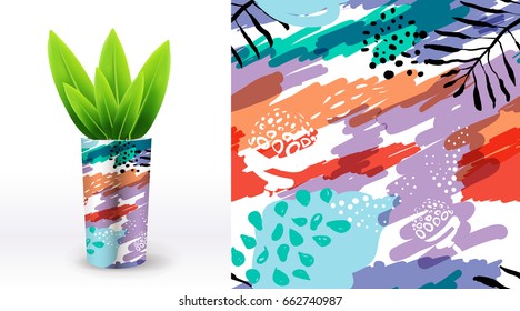 A set of summer seamless unique floral patterns, demonstrated on textile lampshades. Can be used for embroidery, print or silkscreen on fabric.