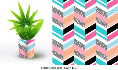 A set of summer seamless unique floral patterns, demonstrated on textile ceramic pot. Can be used for embroidery, print or silkscreen on fabric.
