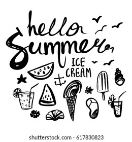 Set of summer signs for holiday vector