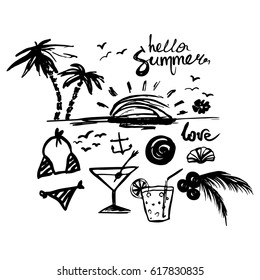 Set of summer signs for holiday vector