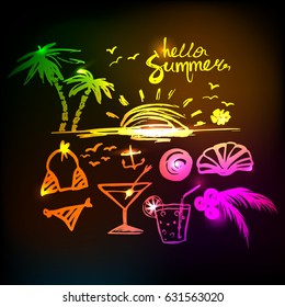 Set of summer signs for holiday vector