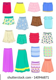 Set of summer skirts isolated on white background