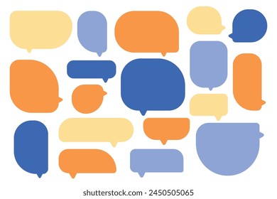 Set summer speech bubbles on white background. chat box or chat vector square and doodle message or communication icon Cloud speaking for comics and minimal message dialog