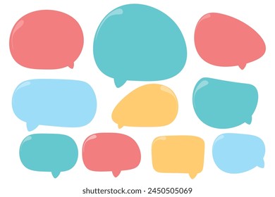 Set summer speech bubbles on white background. chat box or chat vector square and doodle message or communication icon Cloud speaking for comics and minimal message dialog