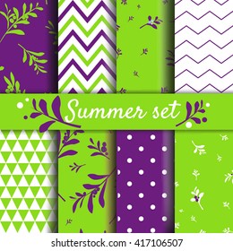 Set of summer - spring backgrounds. Vector image Cute seamless pattern for kids