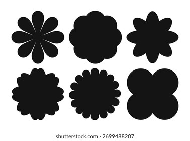 Conjunto de flores de verão e primavera, formas e silhuetas