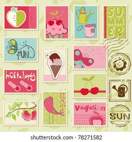 Set of Summer stamps - in vector