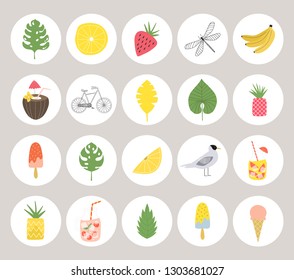 Set of summer stickers