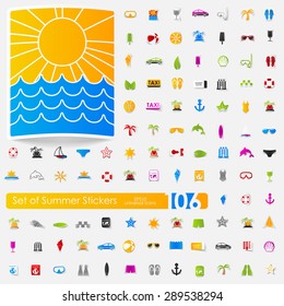 Set of summer stickers