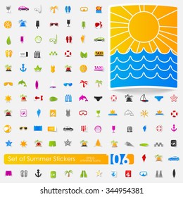 Set of summer stickers