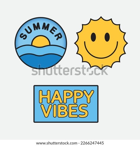 Set of Summer Stickers Vector Illustration Design Png