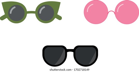 Set of summer sunglasses, summer beach accessories for women