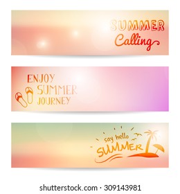 set of summer sunset background vector banner. isolated. layered.