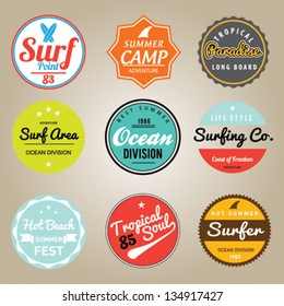 Set of Summer | Surfing Design | Tropical vector set