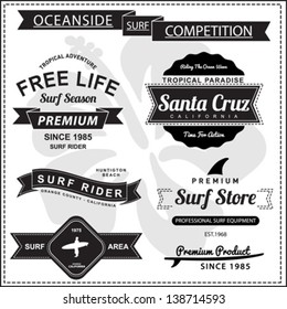 Set of Summer | Surfing Design | Tropical vector set |Hand drawing silhouette | T-shirt Printing | Badge Applique Label