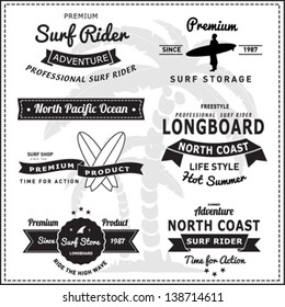 Set of Summer | Surfing Design | Tropical vector set |Hand drawing silhouette | T-shirt Printing | Badge Applique Label