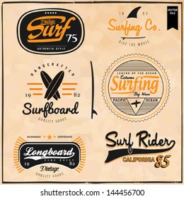 Set of Summer | Surfing Design | Tropical vector set |Hand drawing silhouette | T-shirt Printing | Badge Applique Label