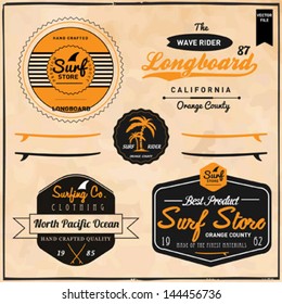 Set of Summer | Surfing Design | Tropical vector set |Hand drawing silhouette | T-shirt Printing | Badge Applique Label