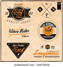 Set of Summer | Surfing Design | Tropical vector set |Hand drawing silhouette | T-shirt Printing | Badge Applique Label