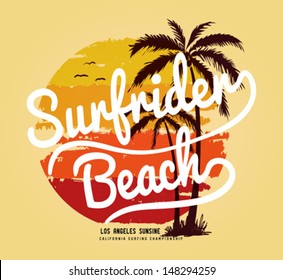 Set of Summer | Surfing Design | Tropical vector set |Hand drawing silhouette | T-shirt Printing | Badge Applique Label