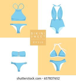 Set of Summer Swimsuit : Bikini Collection : Vector Illustration