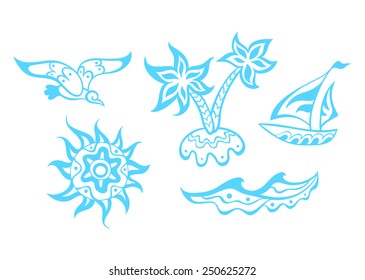set of summer symbols