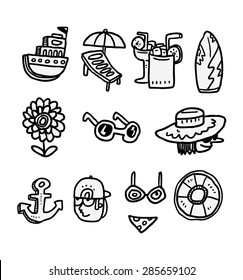 set of summer themed icon