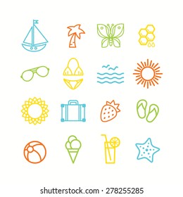 Set of summer themed icons