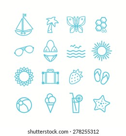 Set of summer themed icons