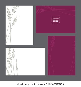 establecer el tiempo de verano en el fondo blanco y crimson:
hierba gris sobre cuatro postales