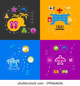 Set of summer tourism icons