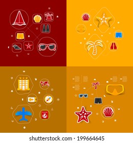 Set of summer tourism icons