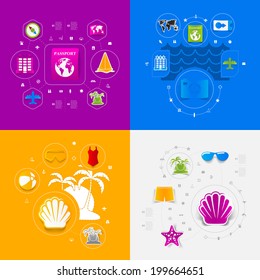 Set of summer tourism icons