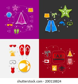 Set of summer tourism icons