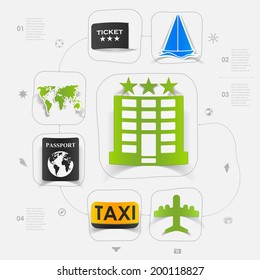 Set of summer tourism icons
