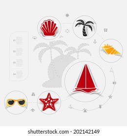 Set of summer tourism icons