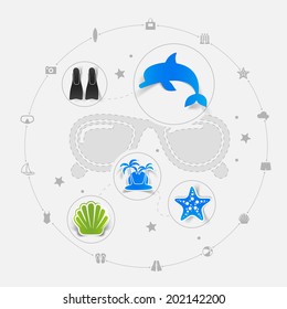 Set of summer tourism icons