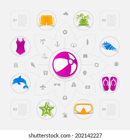 Set of summer tourism icons