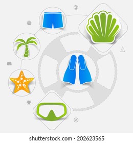 Set of summer tourism icons
