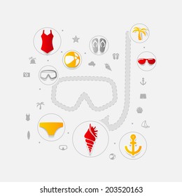 Set of summer tourism icons